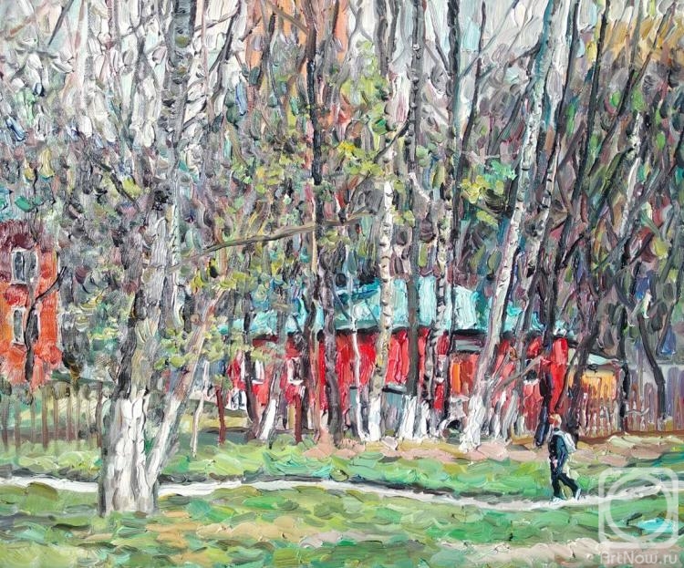 Yaguzhinskaya Anna. Red house in spring in Moscow