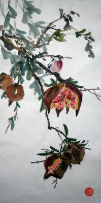 Bird and pomegranate (Garnet Painting). Mishukov Nikolay