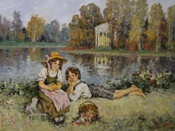 Children walking in the park (Boy And Girl). Malykh Evgeny