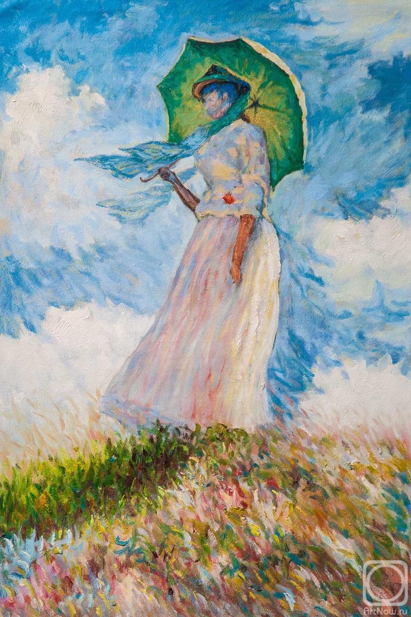 Kamskij Savelij. A copy of Claude Monet's painting. Lady with an umbrella, turning to the left , 1886