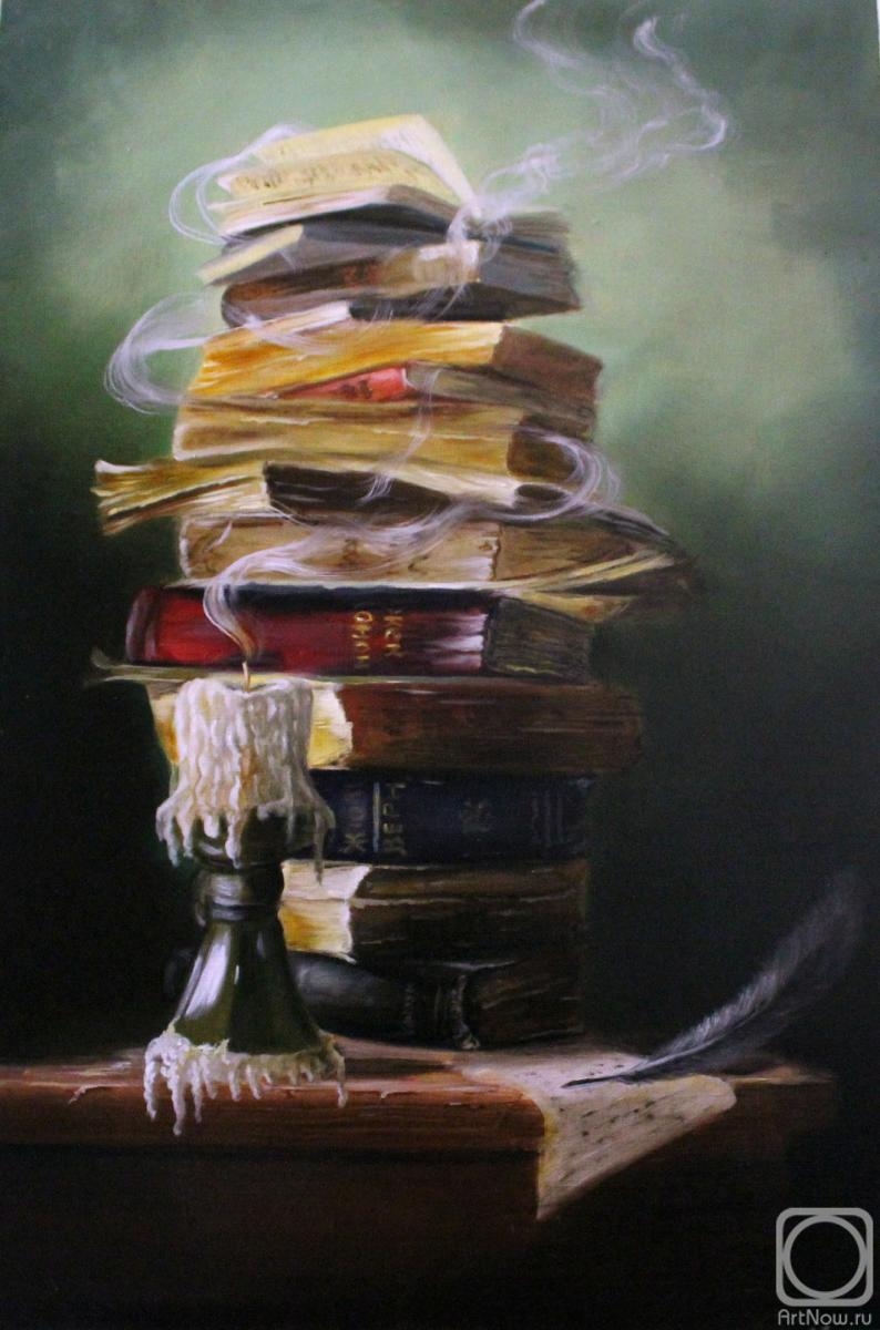 Lutcher Elena. Still life with books