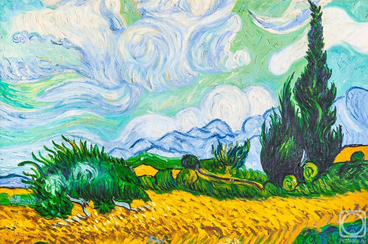 Vlodarchik Andjei. Copy of the painting of van Gogh's. Wheat field with cypresses, 1889