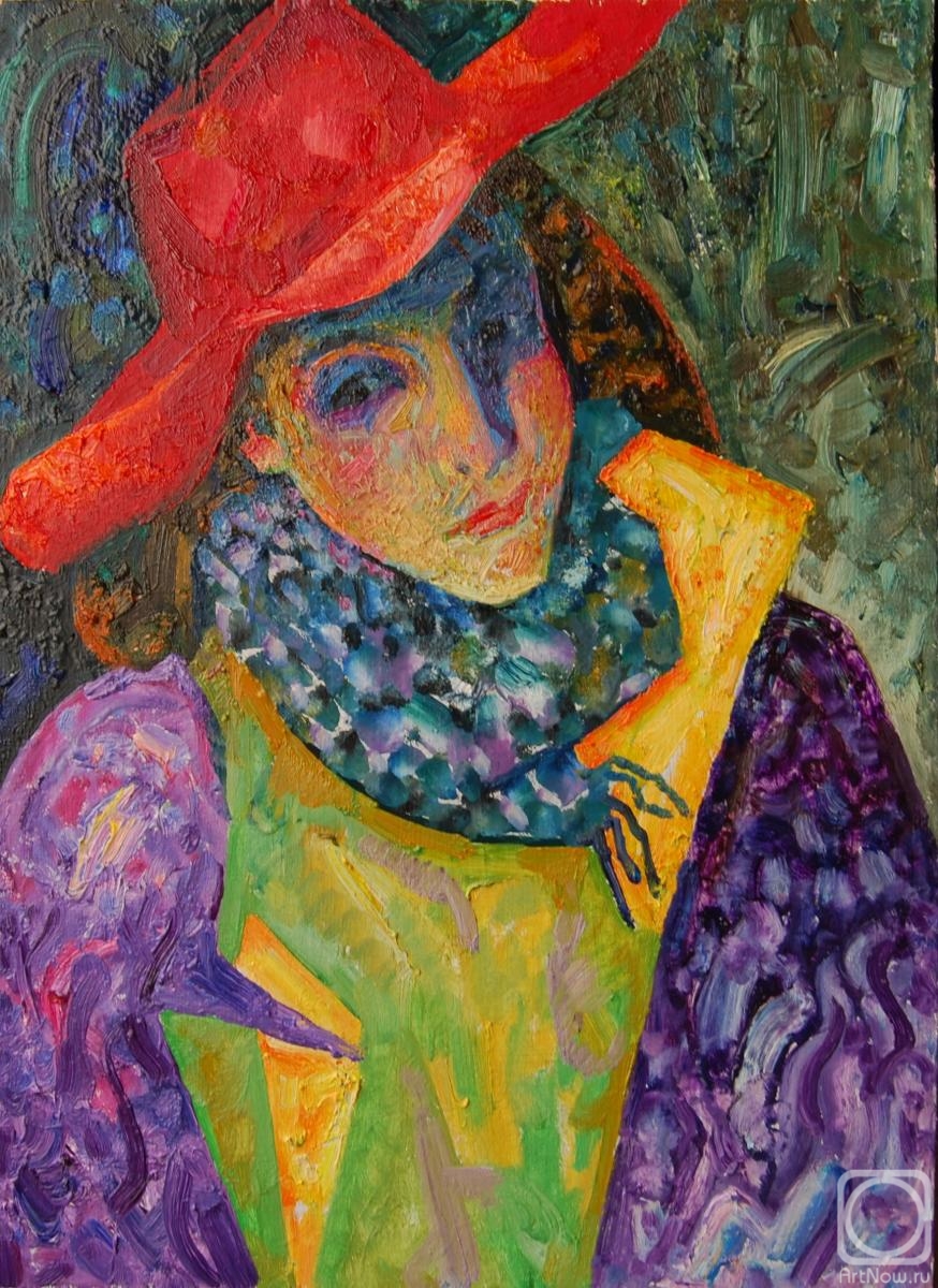 Tschernjavski Michail. Portrait in a red hat