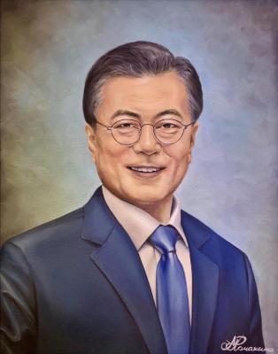 Portrait of the President of South Korea Moon Jae In. Romahina Marina