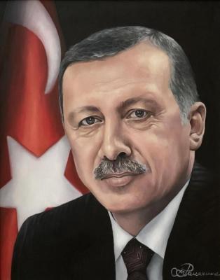 Portrait of Turkish President Recep Erdogan. Romahina Marina