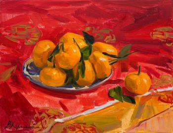 Tangerines on red (). Kharchenko Victoria