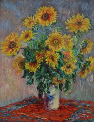 Sunflowers, Claude Monet, copy from reproduction. Kuprashvili Hariton