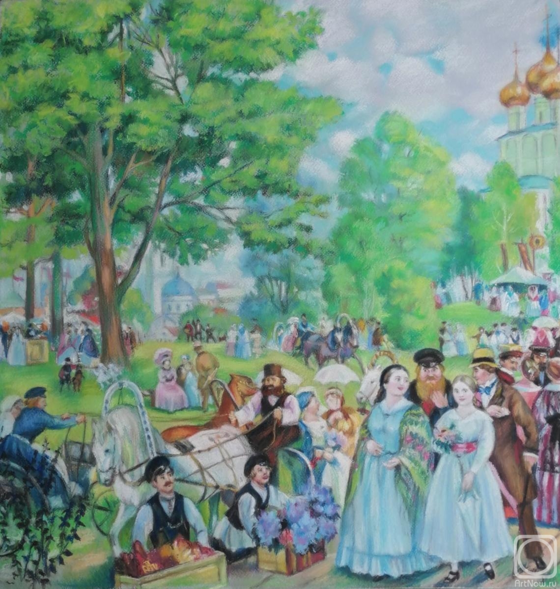 Kistanova Nadezhda. Copy of Kustodiev's painting "Trinity Day"