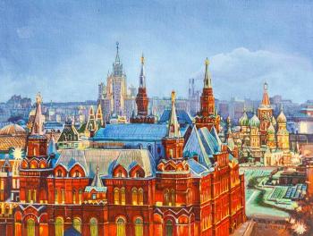 View of the Historical Museum and the Cathedral of St. Basil the Blessed (Basils Cathedral). Kamskij Savelij