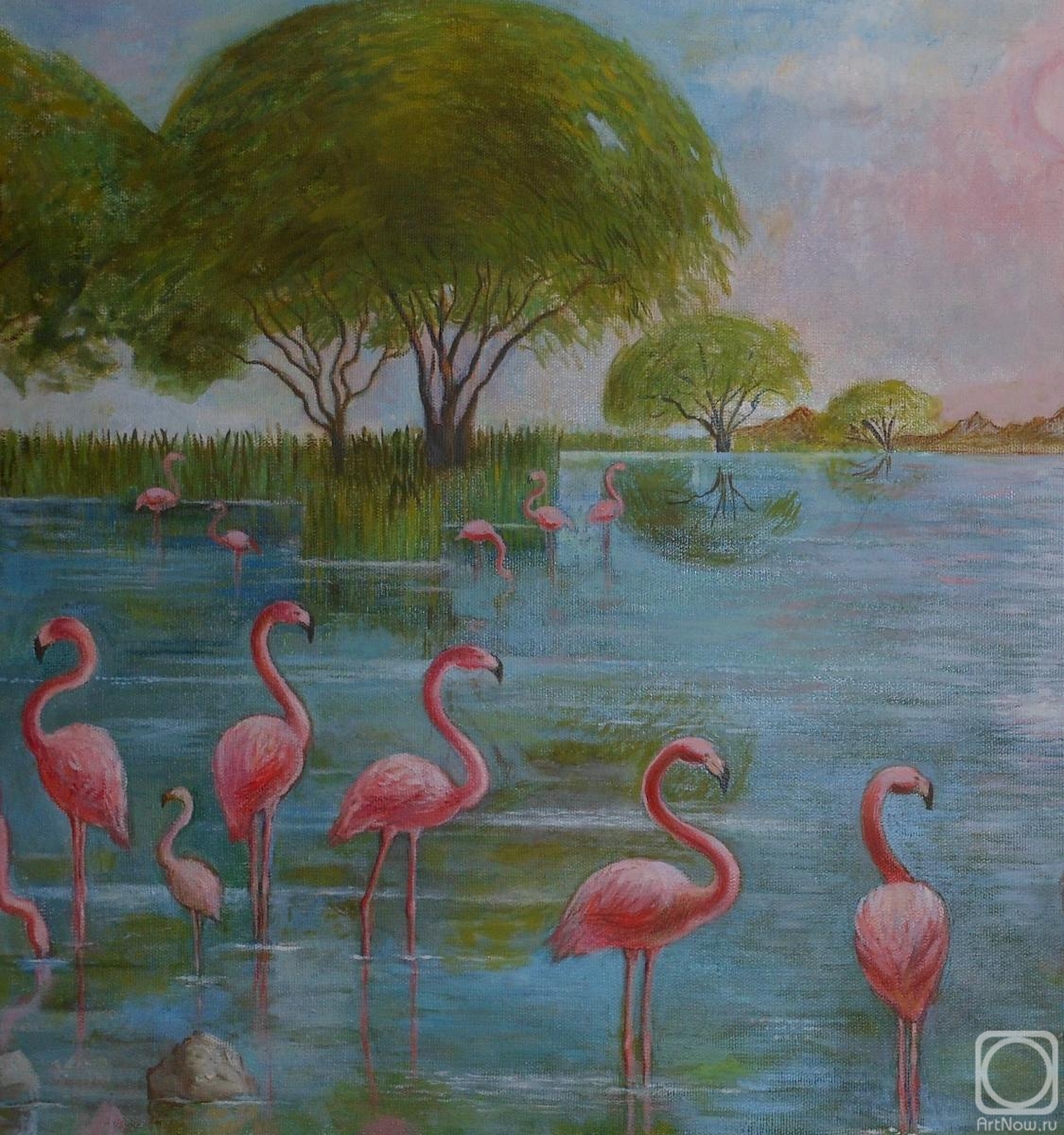 Pozdnyakova Zoya. Sunset. Flamingo (fragment)