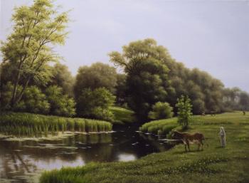 Grazing by the river (from a painting by Peter Monsted). Borisov Sergey