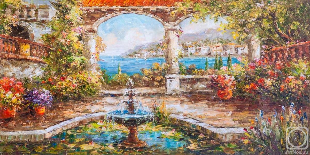Vlodarchik Andjei. Mediterranean courtyard. Fountain and water lilies