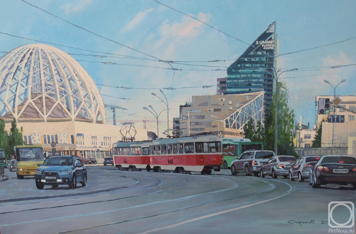 Sergeev Andrey. Catherine's grad, awakened by a tram, greets the morning in light lace