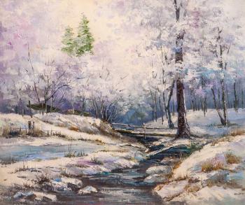 Stream in the winter forest. Sharabarin Andrey