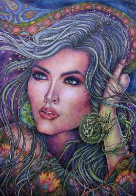 Star shawl (Paintings In Mixed Media). Adamovich Elena