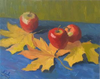 Still life with apples and autumn leaves. YAtsenko Artur