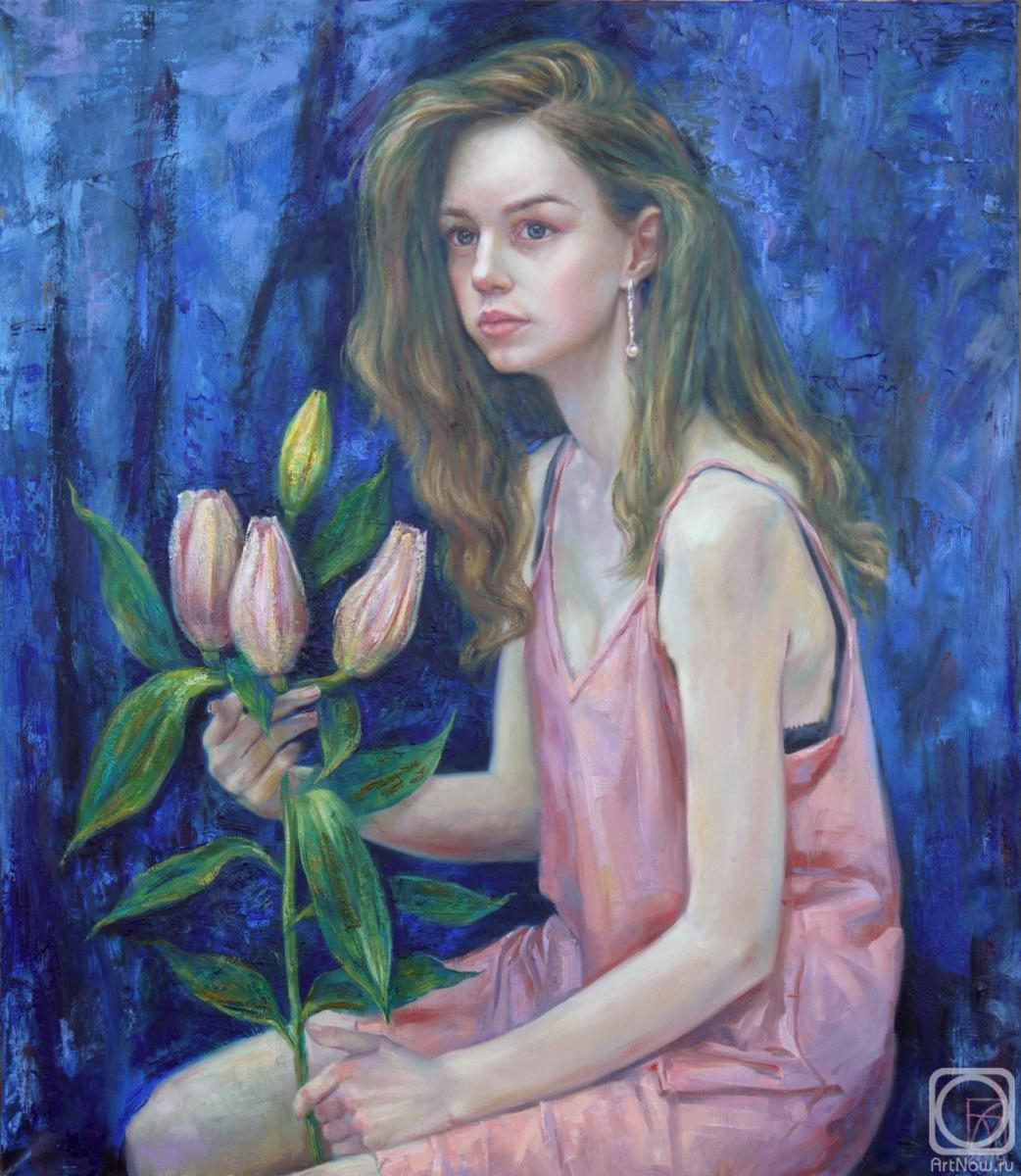 Aristova Maria. Girl with a pink flower