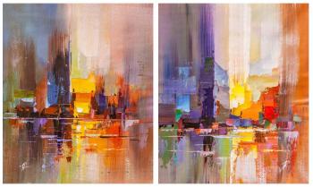 City in reflection. Diptych. Rodries Jose