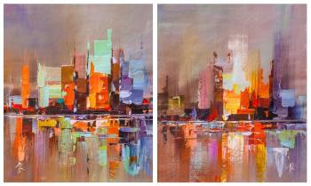 City in reflection N2. Diptych. Rodries Jose