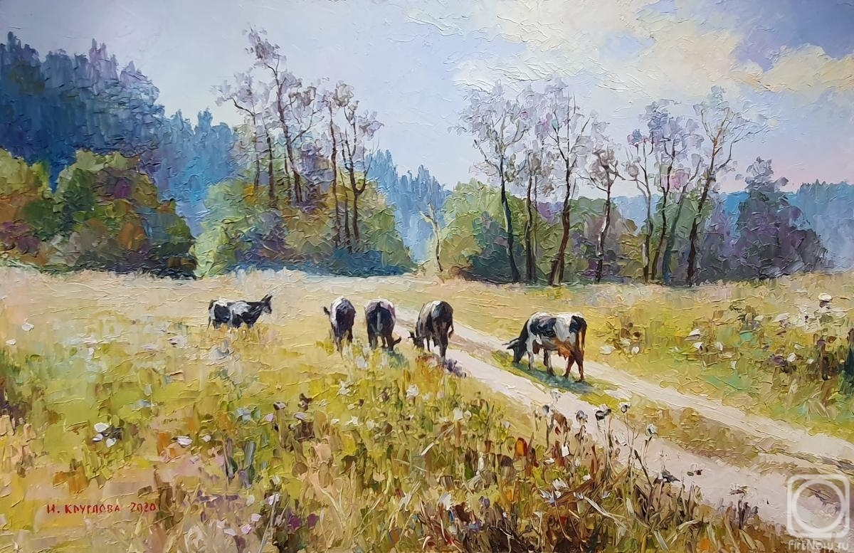 Kruglova Irina. Cows in the pasture