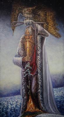 Copy of Soviet painter Konstantin Vasiliev "Man with Owl"