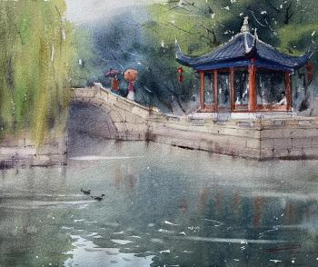 Gazebo in Tongli (China) (Watercolor Technique). Gomzina Galina