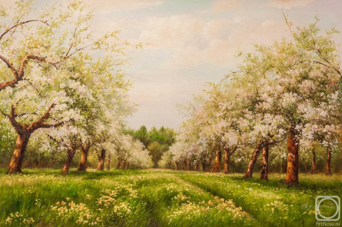 Romm Alexandr. In the apple orchard