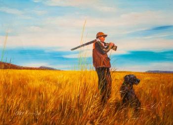On the hunt with a faithful friend (Painting With Hunting). Romm Alexandr