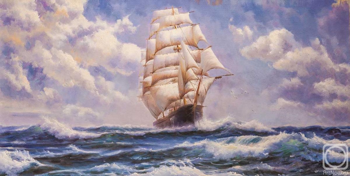 Lagno Daria. Ship on the crest of a wave