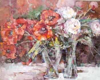 Poppies and peonies. Alecnovich Gennady