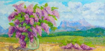 On the balcony (Blooming Lilacs Oil Painting). Shubin Artyom