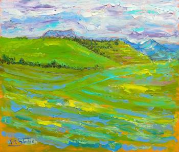 Thunderstorms go over the flax field (Landscape Of Thunderstorms). Shubin Artyom
