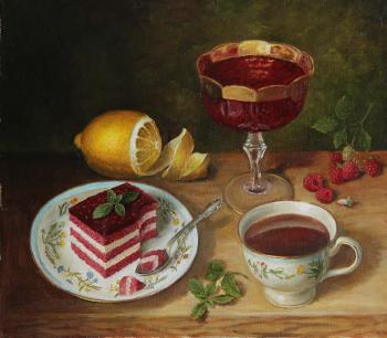 Tea with raspberry jam