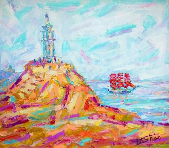 Lighthouse for Scarlet Sails (Sailing Ship Sea Painting). Shubin Artyom