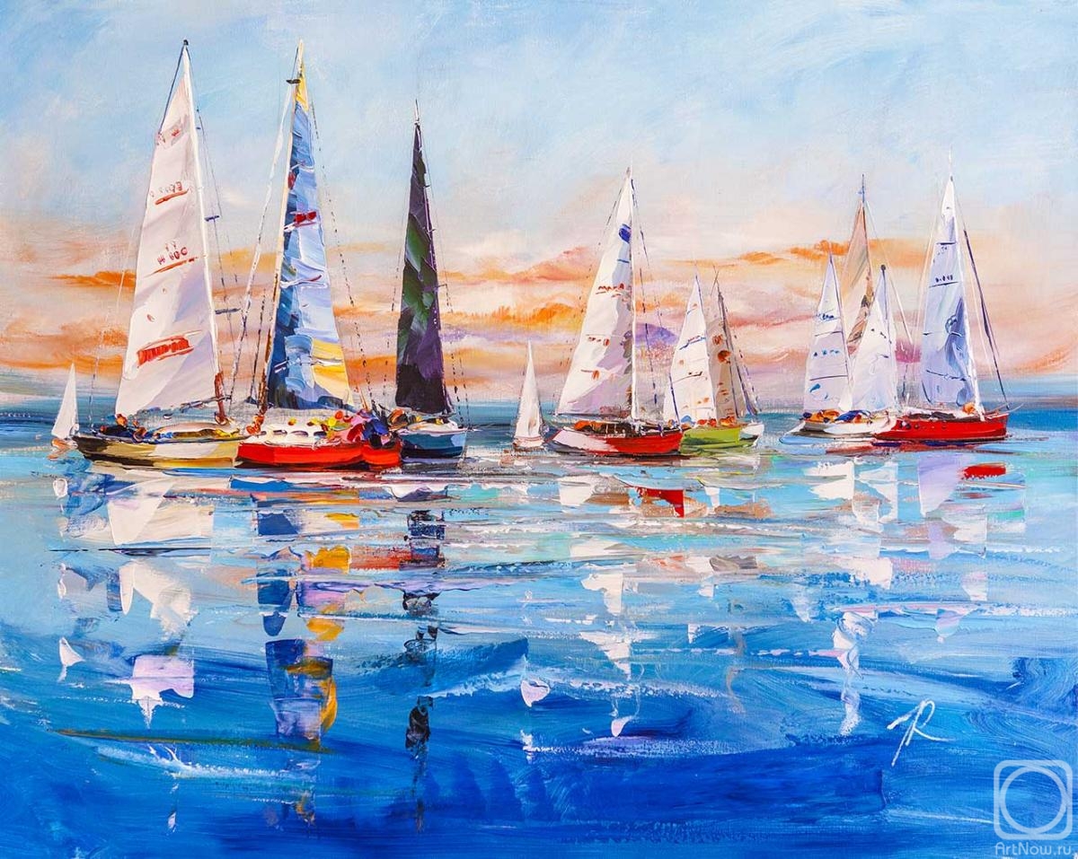 Rodries Jose. Colorful yachts in the blue sea