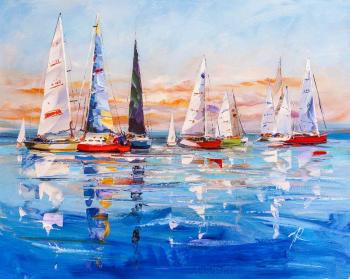 Colorful yachts in the blue sea. Rodries Jose