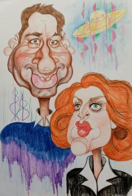 Agents Mulder and Scully - 4, friendly cartoon (Series The X-Files). Dobrovolskaya Gayane