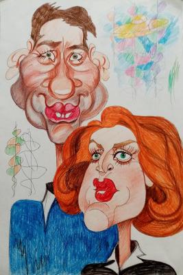 Agents Mulder and Scully - 2, friendly cartoon (Series The X-Files). Dobrovolskaya Gayane