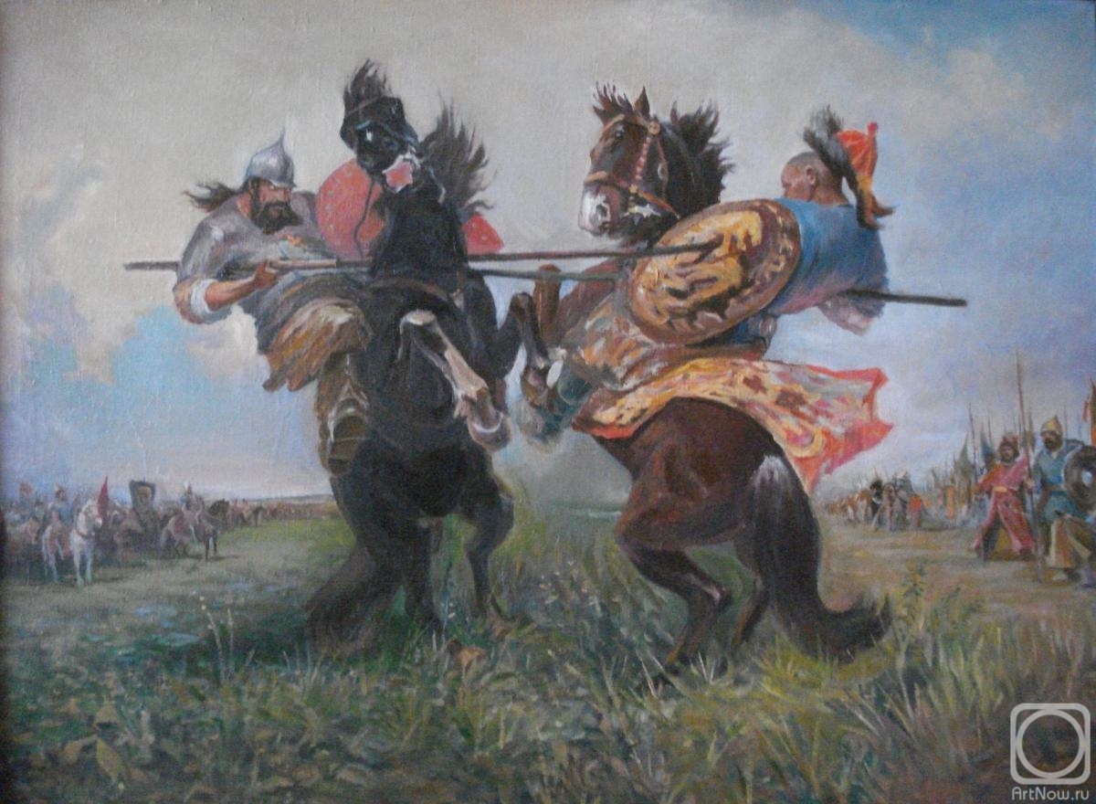 Ilin Vladimir. The duel between Peresvet and Chelubei at the Kulikovo field (M. Avilov)