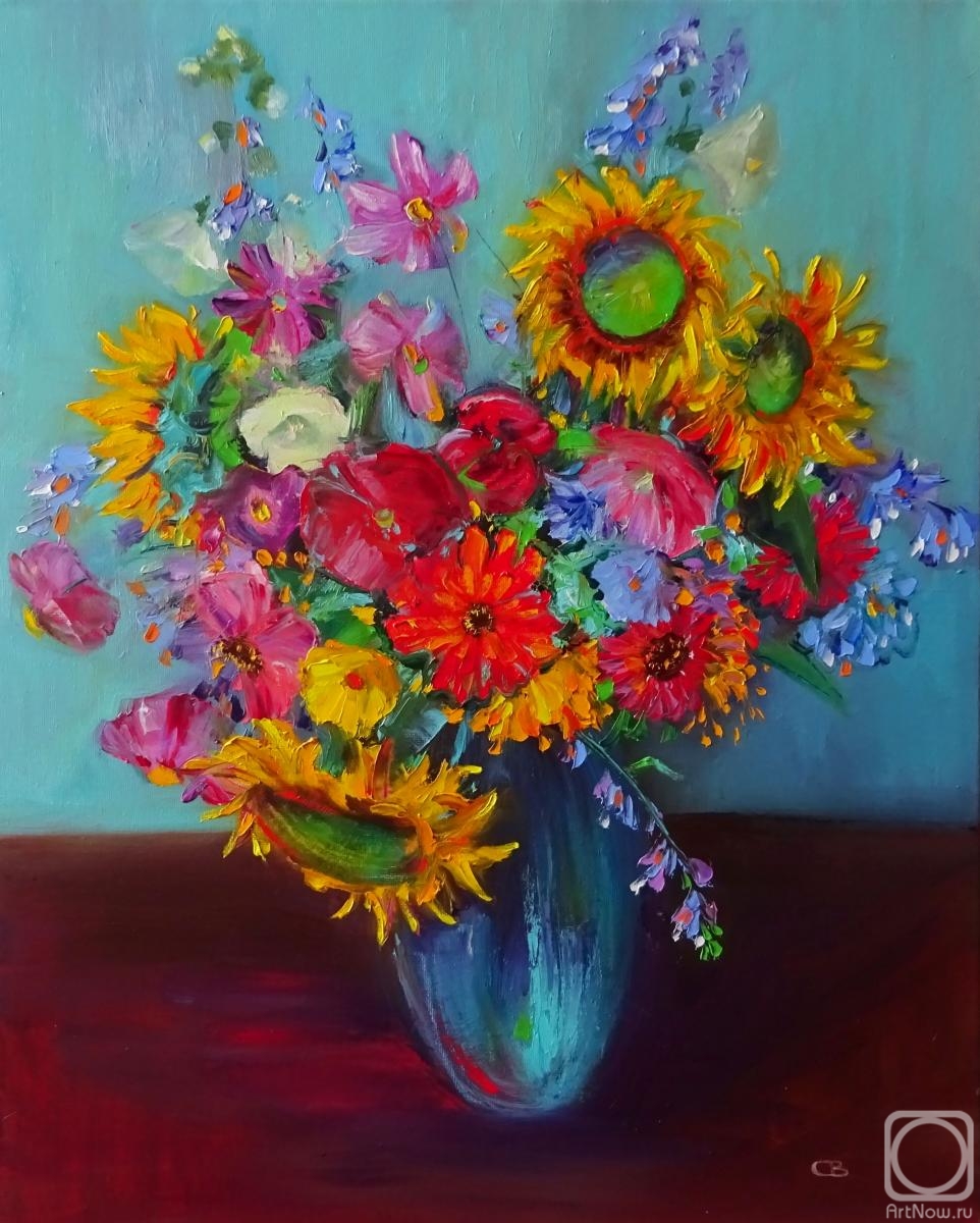 Razumova Svetlana. Bouquet with sunflowers