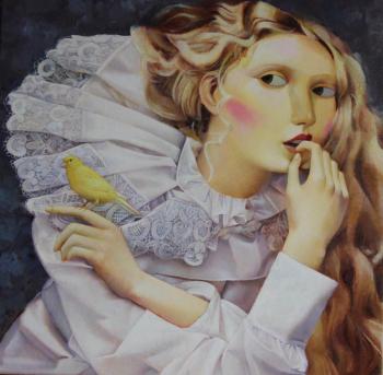 Portrait with canary bird. Mihalchuk Aleksandr