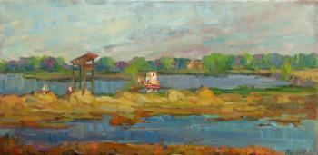 Evening on a sandy pond