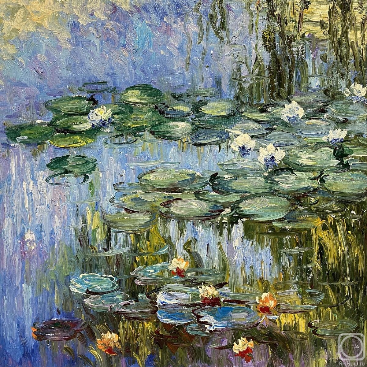 Kamskij Savelij. Water lilies , N2, a copy of S. Kamsky's painting by Claude Monet
