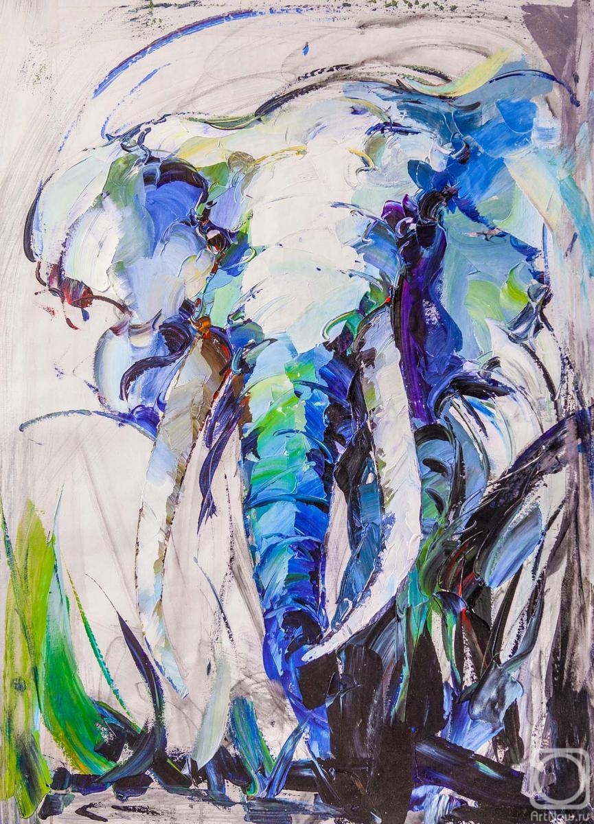 Rodries Jose. Portrait of an elephant. Blue tone