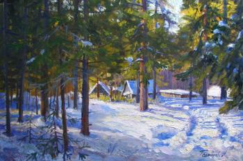 Villagen in the snow and in the sun. Rodionov Igor