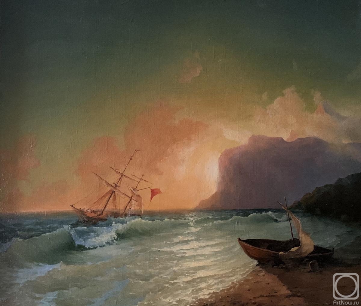 Ilin Vladimir. Sunset on the sea (based on Aivazovsky)