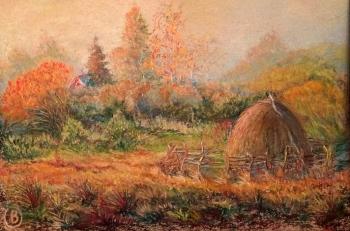 Haystack. Autumn in the country