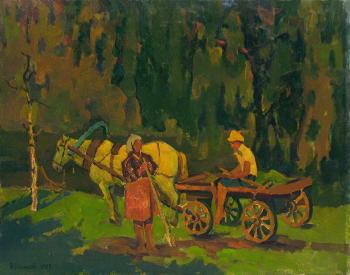 The team. It's time for haymaking (The Soviet Painting). Belikov Vasilij