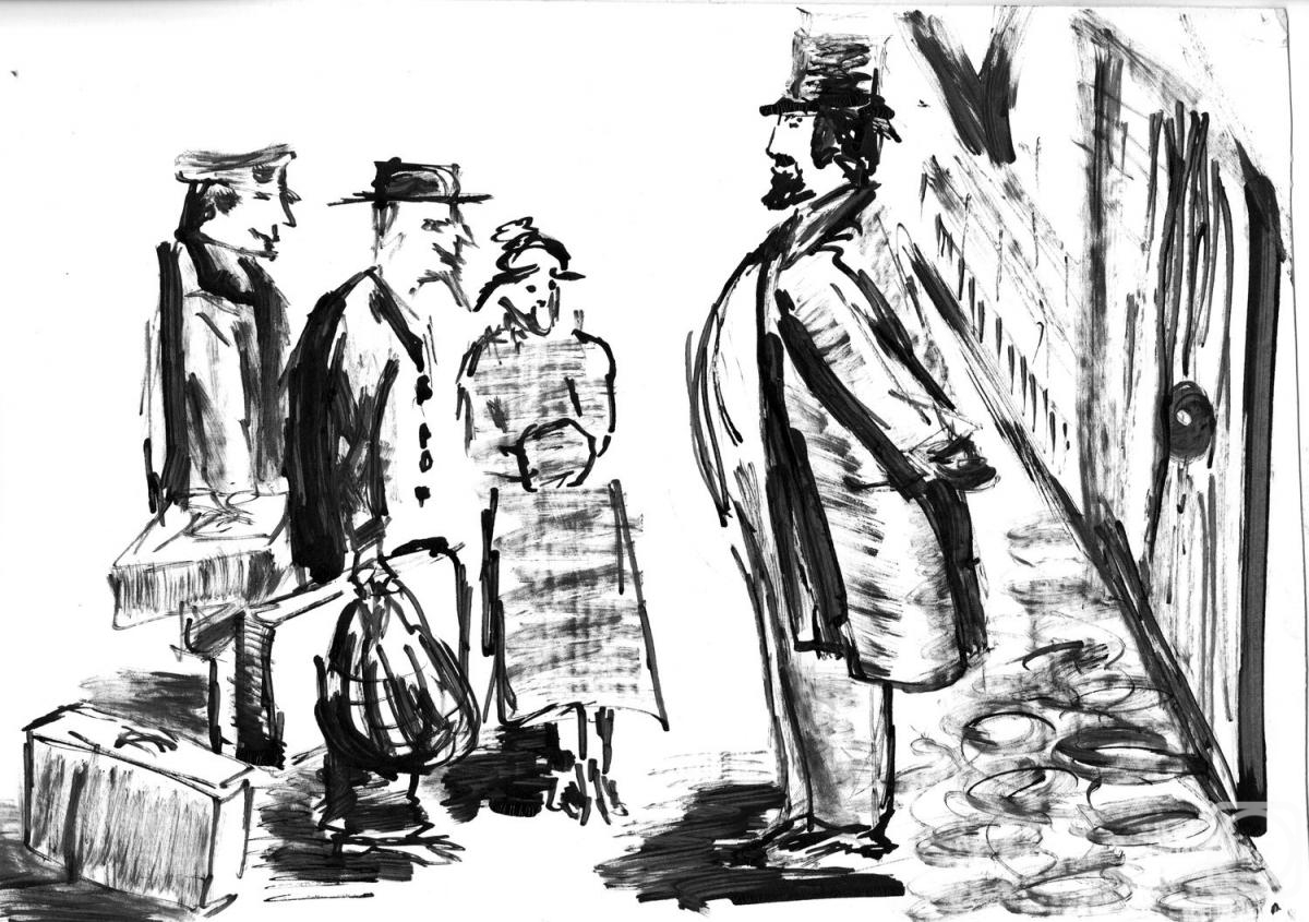 Abaimov Vladimir. Thick and thin. Illustration for the story by A.P. Chekhov