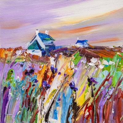 Lilac sunset over a cornflower field. Rodries Jose